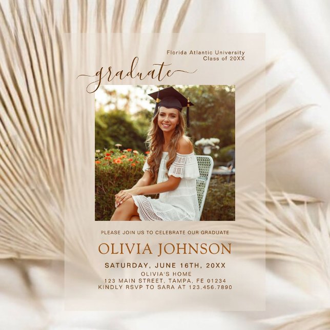 Minimalist Acrylic Graduation Photo Class of 2025 Acrylic Invitations (Creator Uploaded)