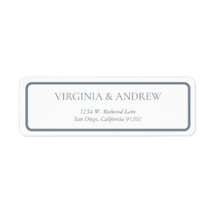 Minimalist address label with a blue outline