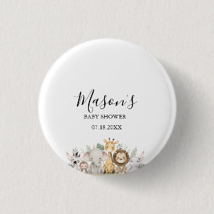 Minimalist Adventure Woodland Animals Baby Shower 1 Inch Round Button