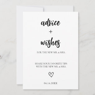 Minimalist Advice and Wishes for Bride and Groom  Invitation