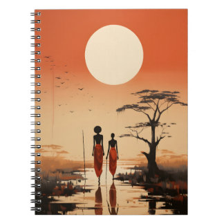Minimalist African Art Elegant Black African Woman Notebook
