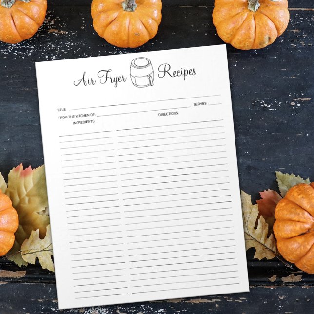 Minimalist Air Fryer Recipes Notepad (Creator Uploaded)