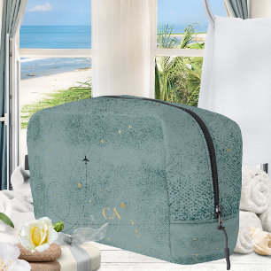 Minimalist Airplane Dusty Blue Monogram Travel Dopp Kit