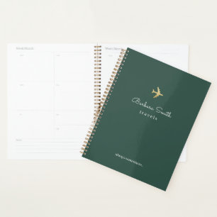 Minimalist Airplane Travels greenish grey Planner