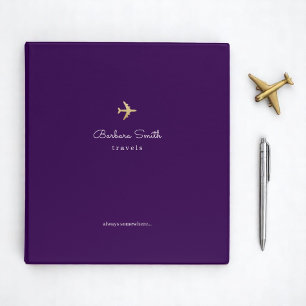 Minimalist Airplane Travels Purple Binder