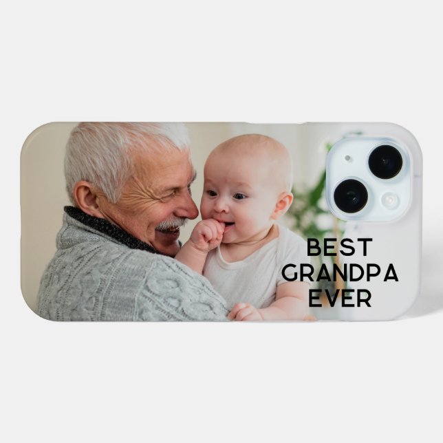 Minimalist All Caps Best Grandpa Ever Photo Case-Mate iPhone Case (Back (Horizontal))