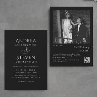Minimalist All in One Black Wedding Invitation