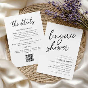 Minimalist All in One QR Code Lingerie Shower Invitation