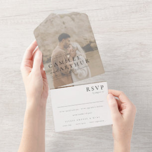 Minimalist All In One RSVP Wedding Invitation