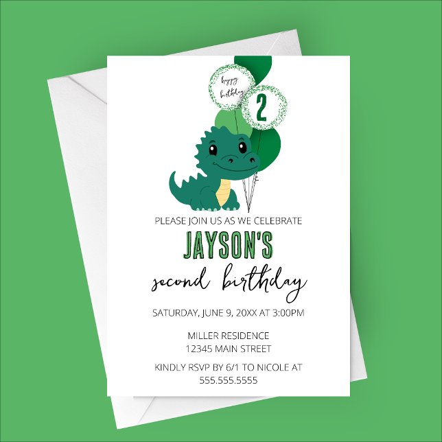 Minimalist Alligator Birthday Party Invitation (Minimalist Alligator Birthday Party Invitation)