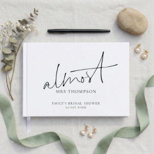Minimalist Almost Mrs Script Bridal Shower Guest Book