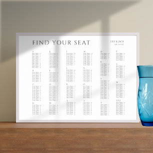 Minimalist Alphabet Wedding Seating Chart Poster