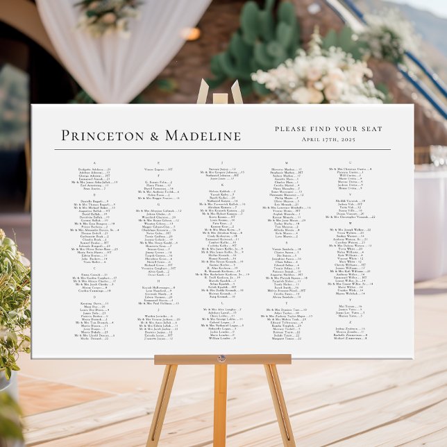 Minimalist alphabetical wedding seating chart (Creator Uploaded)