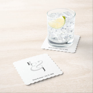 Minimalist Ampersand Wedding | Cocktail Paper Coaster