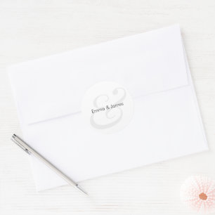 Minimalist Ampersand Wedding Monogram Envelope Classic Round Sticker