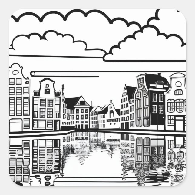 Minimalist Amsterdam  Square Sticker (Front)