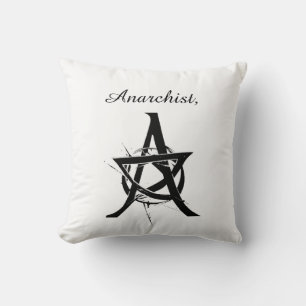 Minimalist Anarchy Symbol – Black & White Logo Throw Pillow