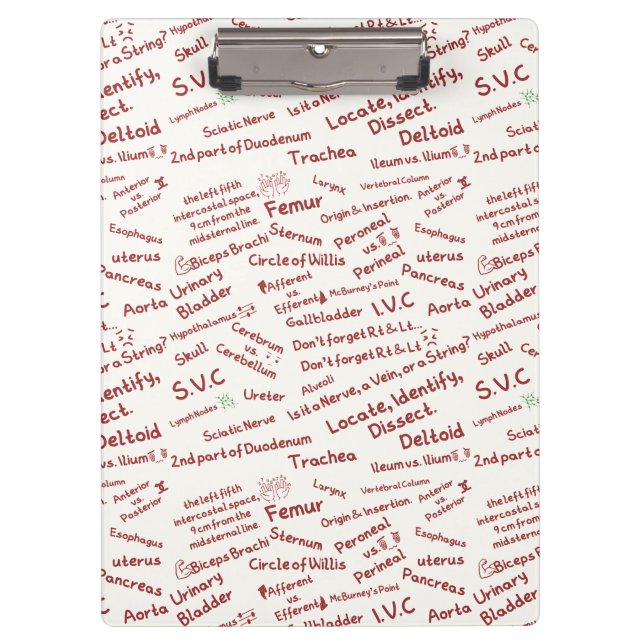 Minimalist Anatomy Pattern Medical Professional Cl Clipboard (Front)