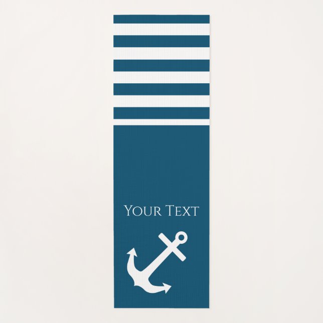 Minimalist Anchor & Stripes Nautical Yoga Mat (Front)