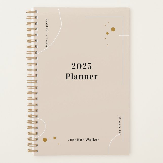 Minimalist and Aesthetic design custom name  Planner (Front)