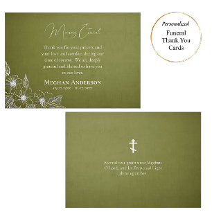 Minimalist and Delicate Orthodox Christian Funeral Thank You Card