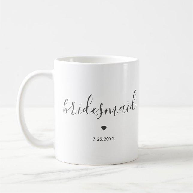 Minimalist and Elegant bridesmaid Script Coffee Mug (Left)