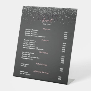 Minimalist and Elegant Nail Tech Price List Pedestal Sign