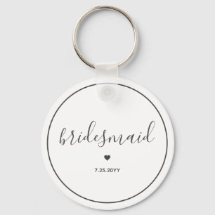 Minimalist and Elegant script bridesmaid Keychain