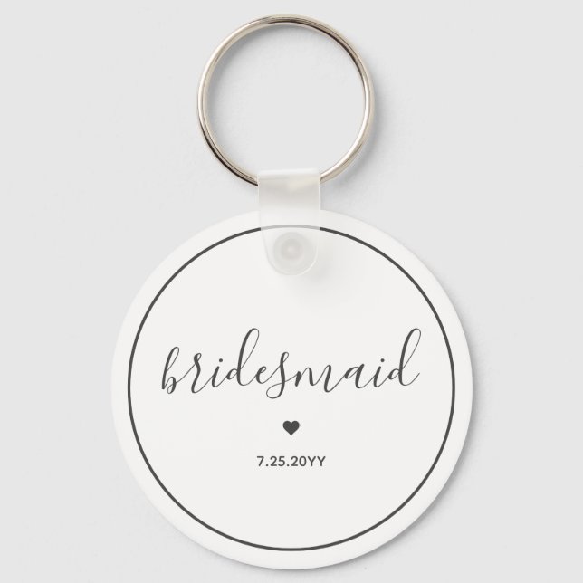 Minimalist and Elegant script bridesmaid Keychain (Front)