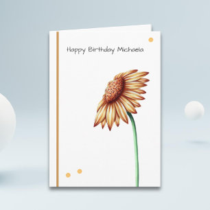 Minimalist and Elegant Sunflower Custom Birthday Card