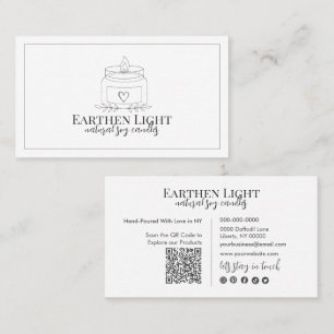 Minimalist and Modern Candle Botanical QR Code Business Card