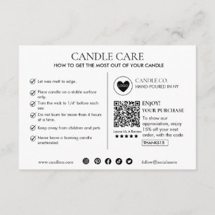 Minimalist and Modern Candle Care Card Template
