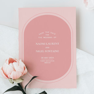 Minimalist and Modern Pink Save The Date Card
