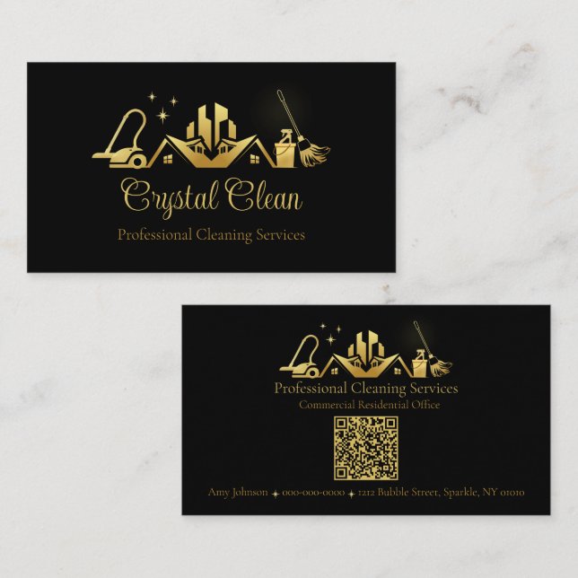 Minimalist and Modern Professional Cleaning  Business Card (Front/Back)