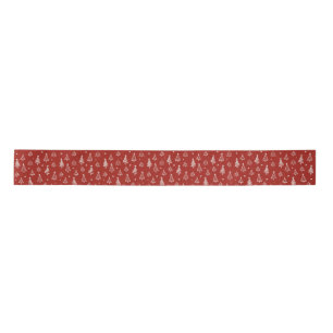 Minimalist and Modern Red Christmas Tree Satin Ribbon