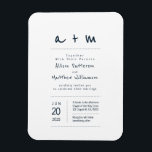 Minimalist and Modern Wedding Invitation Magnet<br><div class="desc">Composed of simple dots with playful script and sans serif typography. All against a backdrop of pure white. These elements are simple,  modern,  playful and light. Perfect for a marine theme wedding.

This is designed by White Paper Birch Co. exclusive for Zazzle.

Available here:
http://www.zazzle.com/whitepaperbirch</div>