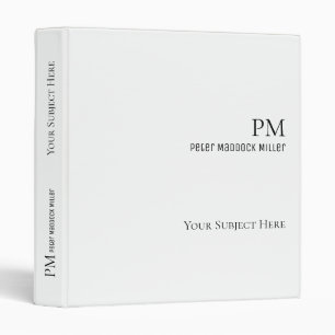 minimalist and modern white binder with name