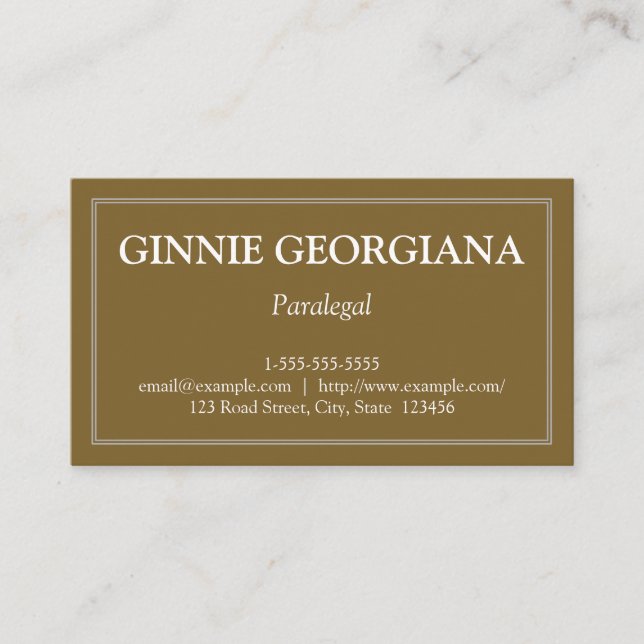 Minimalist and Plain Paralegal Business Card (Front)