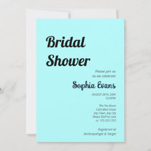 Minimalist and Simple Celeste Blue Bridal Shower Invitation