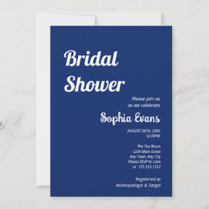 Minimalist and Simple Dark Sapphire Bridal Shower Invitation