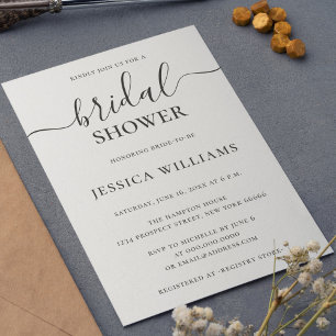 Minimalist and Simple Elegant Script Bridal Shower Invitation