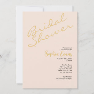 Minimalist and Simple Gold and Pink Bridal Shower Invitation