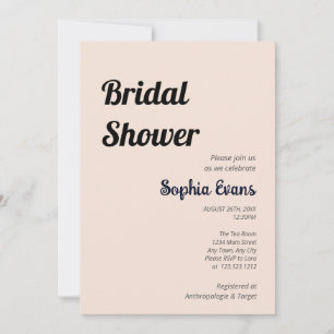 Minimalist and Simple Pink Cream Bridal Shower Invitation