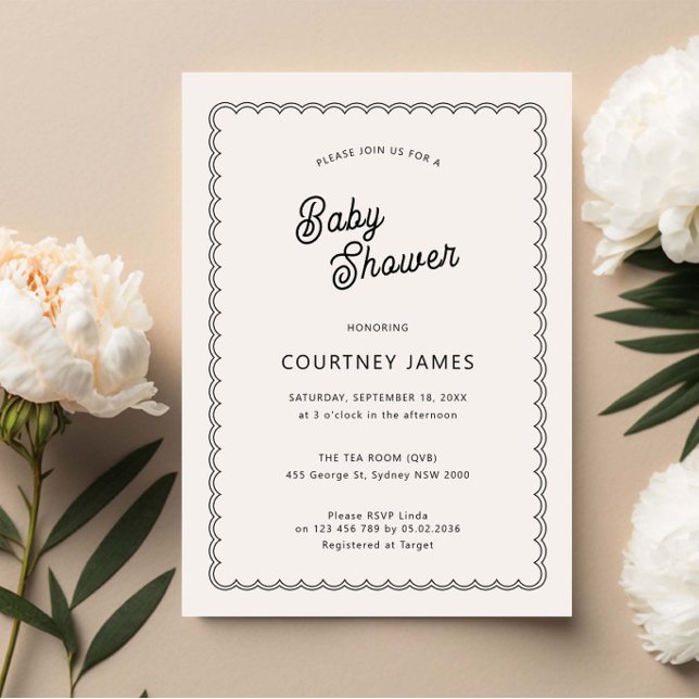 Minimalist and simple scalloped Baby Shower Invitation (Creator Uploaded)