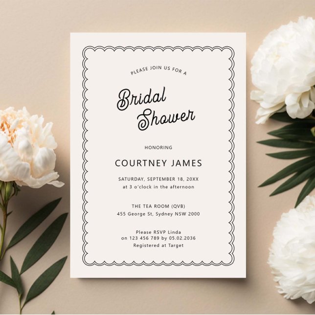 Minimalist and simple scalloped Bridal Shower Invitation (Creator Uploaded)