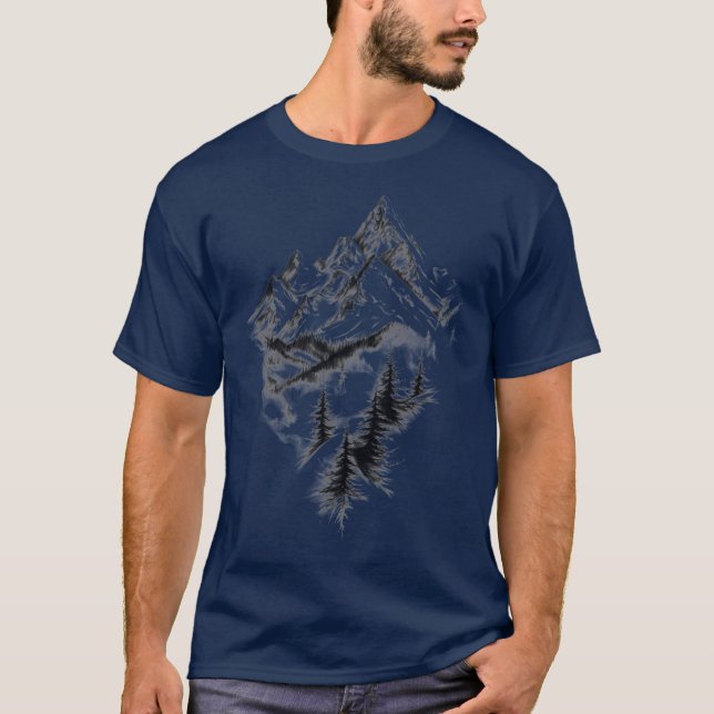 Minimalist and white mountains with sharp rock pea T-Shirt (Front)