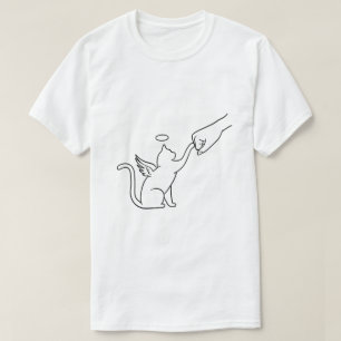 Minimalist Angel Cat & Human Fist Bump T-Shirt
