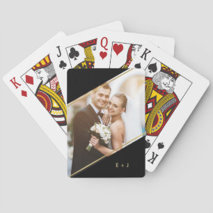 Minimalist Angle Monogrammed Custom Photo Playing  Cards