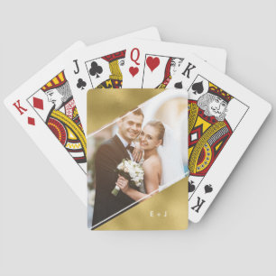 Minimalist Angle Monogrammed Custom Photo Playing Playing Cards