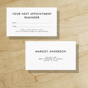 Minimalist Appointment Reminder Business Card